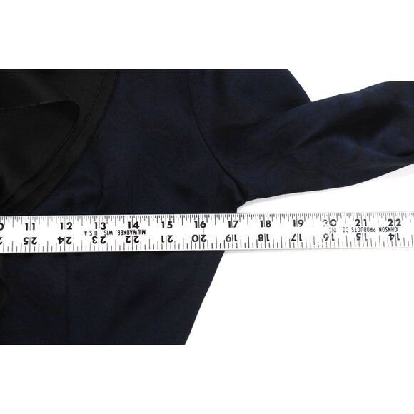 Carolina Herrera 100% Silk Elegant Navy Black Ruffle Blouse Size M- READ - Picture 8 of 11